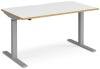 Dams Elev8 Mono Height Adjustable Electronic Desk - 1400 x 800mm - White/Oak Edge