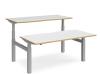 Dams Elev8 Touch Height Adjustable Electronic Back to Back Desk - 1600 x 1650mm - White/Oak Edge