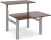 Dams Elev8 Touch Height Adjustable Electronic Back to Back Desk - 1600 x 1650mm - Walnut