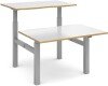 Dams Elev8 Touch Height Adjustable Electronic Back to Back Desk - 1600 x 1650mm - White/Oak Edge